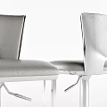 Modern Silver Bar Stools With Metal Frame And Leather Seat Design