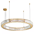 Modern Circular Crystal Chandelier With Gold Frame And Hanging Design Elements 3d model