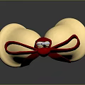 Modern Gold Bell Shaped Chandelier Featuring Red Bow And Hanging Chain