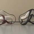 Modern Lounge Chairs With Unique Curved Frame Brown And Black Light Beige Cushion