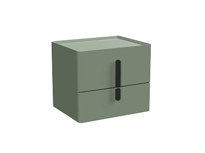 Modern Green Bedside Table With Two Drawers And Black Handles Design 3d model