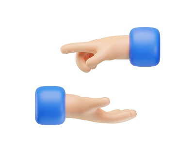 Modern Gesture Palm Small Hand Cartoon Hand Animation Gesture 3d model