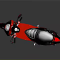 Sleek Modern Gray and Red Scooter with Black Seat Mirrors and Silver Wheels