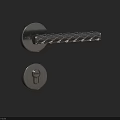 Sleek Metallic Door Handle with Textured Grip and Integrated Keyhole Design