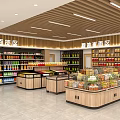 Supermarket Grocery Store With Daily Necessities And Grain Oil Seasoning Sections Displayed On Shelves And Promotion Counters