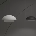 Modern Arched Floor Lamps With Black Stand And White Black Shades In Living Room Interior
