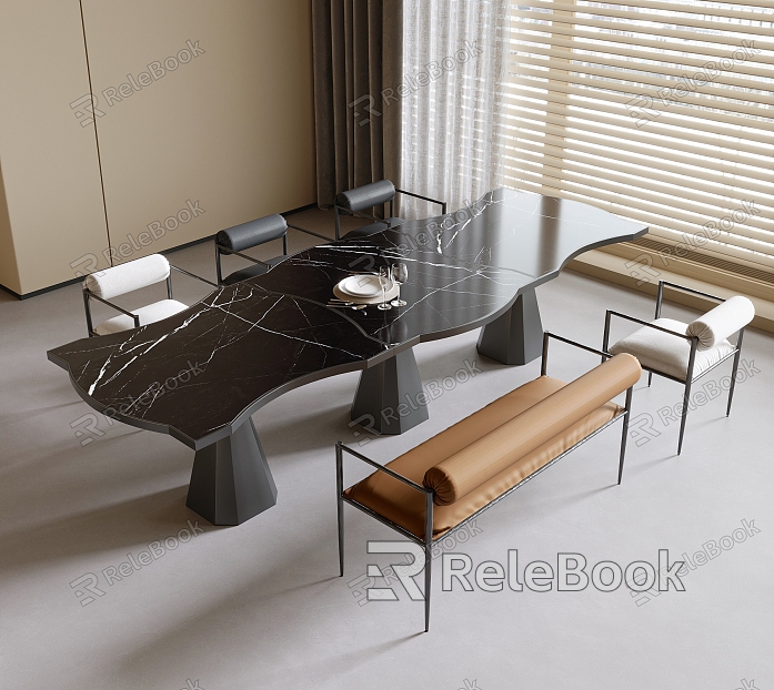 Modern Dining Table and Chair Combination Dining Chair Dining Table model