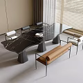 Modern Dining Table and Chair Combination Dining Chair Dining Table 3d model