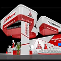 Red White Wuyang Motorcycle Company Exhibition Booth With Display Area And Reception Desk