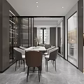 Modern Living and Dining Room Interior With Sofa Coffee Table And TV Wall
