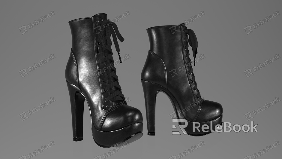 High Heel Shoes Black Punk Next Generation Shoes High Precision model