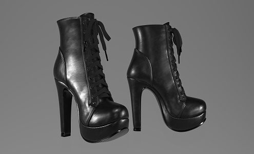 High Heel Shoes Black Punk Next Generation Shoes High Precision 3d model