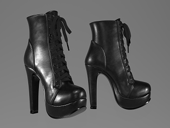 High Heel Shoes Black Punk Next Generation Shoes High Precision 3d model