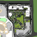 Commercial Street Skate Park Design With Skateboarders Ramps Yellow Lines And Green Trees