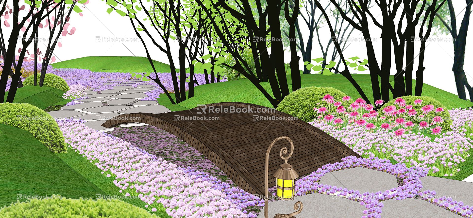 New Chinese-style Bridge Landscape Arch Bridge Small Bridge Wooden Bridge Flower Diameter model