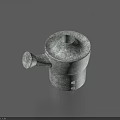Gray Stone Watering Can With Textured Surface And Classic Design 3d model