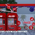 Coca-Cola Outdoor Display With Red Canopy Snowflake Decorations Polar Bear Figure And Balloons