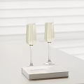 Decorative Ornament Set with Two Champagne Glasses Filled with Champagne Placed on White Book