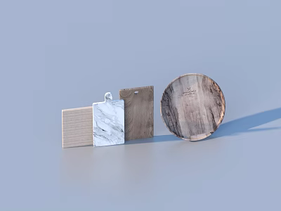 Various Material Kitchen Cutting Boards with Wooden Marble and Round Rectangular Shapes 3d model