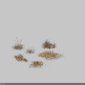 Different Clumps of Dried Grasses in Various Natural Shapes and Textures