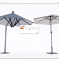 Navy Blue and Beige Outdoor Patio Umbrella with Black Frame and Sturdy Base for Garden Use