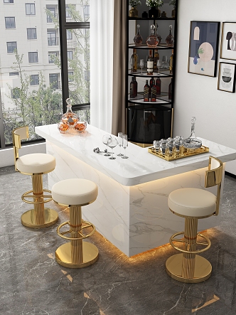 Bar Stool Bar Counter Combination 3d model