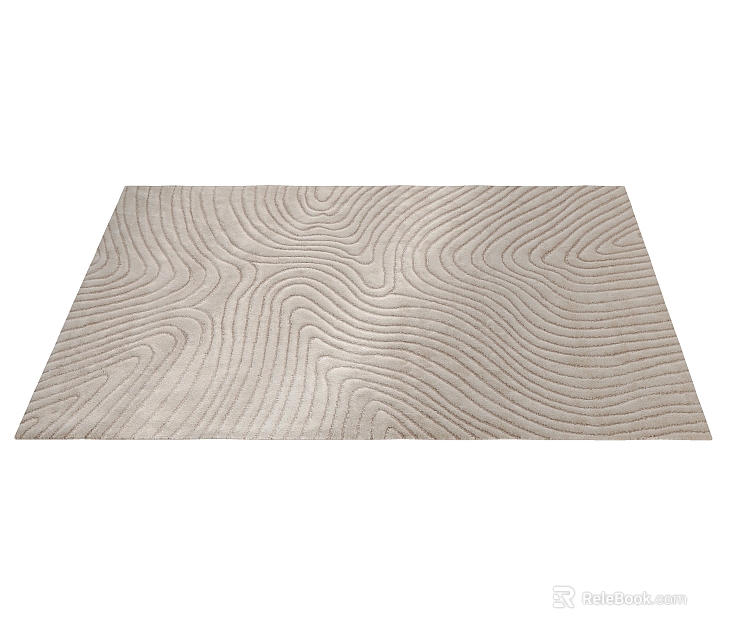 Stylish Beige Rug with Wavy Pattern Design for Modern Home Interior Decor 3d model 
