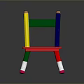 Vibrant Kids Single Chair Featuring Pencil Shaped Design Red Seat Green Backrest And Colorful Legs