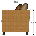 Brown Single Sofa With Wooden Texture Two Cushions Textured Brown Light Beige And Black Legs