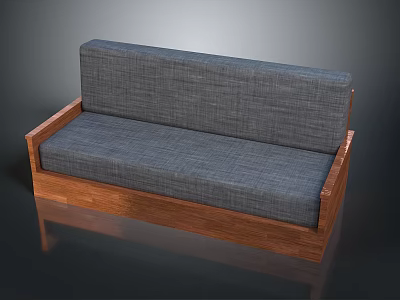 Simple Modern Sofa With Wooden Frame And Gray Fabric Seat Backrest 3d model
