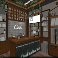 Cel Specialty Store Interior With Clothing Displays Wooden Shelves Green Plants And Pendant Lights