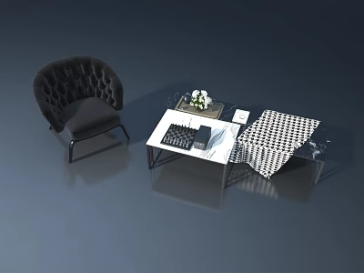 Artistic Landscape Sculpture Enhancing Modern Living Room Interior Design 3d model