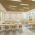 School Kindergarten Interior With Arched Niches Yellow Walls Tree Decals And Striped Floor