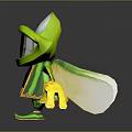 Cartoon Frog Character With Big Eyes Smiling Face Yellow Wings Green Pants And Purple Vest