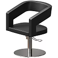 Black Salon Chair With Adjustable Base And Leather Upholstery Armrest Design