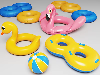 Goose Swimming Ring Flamingo Inflatable Swimming Ring Water Toy Water Park Cartoon Style Water Volleyball 3d model