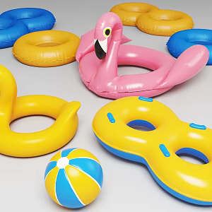Goose Swimming Ring Flamingo Inflatable Swimming Ring Water Toy Water Park Cartoon Style Water Volleyball 3d model