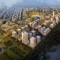 Modern High Rise Office Buildings Surrounded By Greenery Lakes And Urban Parks