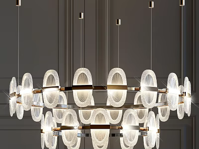 Modern Circular Chandelier With Transparent Glass Shades And Metal Frame For Interior Decoration 3d model