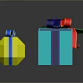 Colorful Gift Boxes With Open Green Box Blue Package Yellow Octagonal Present And Ribbons