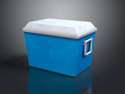 Blue Cooler Box With White Lid And Handle For Portable Storage And Cooling 3d model