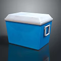 Blue Cooler Box With White Lid And Handle For Portable Storage And Cooling