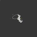 Mechanical Character 3D Model With Black White Outfit Claw Hand Head Device And Cable