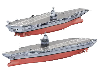 Two Aircraft Carrier Models With Detailed Deck And Hull Structure 3d model