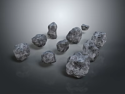 Natural Gray Stones In Various Sizes For Decorative And Construction Projects 3d model