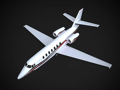 3D Rendered White Commercial Jet with Red Stripes Visible Wings and Tail Against Black Background 3d model