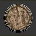 Rustic Wooden Barrel With Metal Hoops And Natural Wood Grain Surface