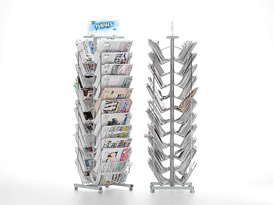 Metal Magazine Racks Featuring FIONA Sign Holding Various Magazines For 3d model