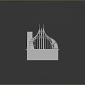 Detailed White Architectural Model With Arched Roof Decorative Spires And Chimney