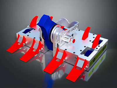 Game Movie Mechanical Character With Red Thrusters Blue Top And Silver Metal Structure 3d model